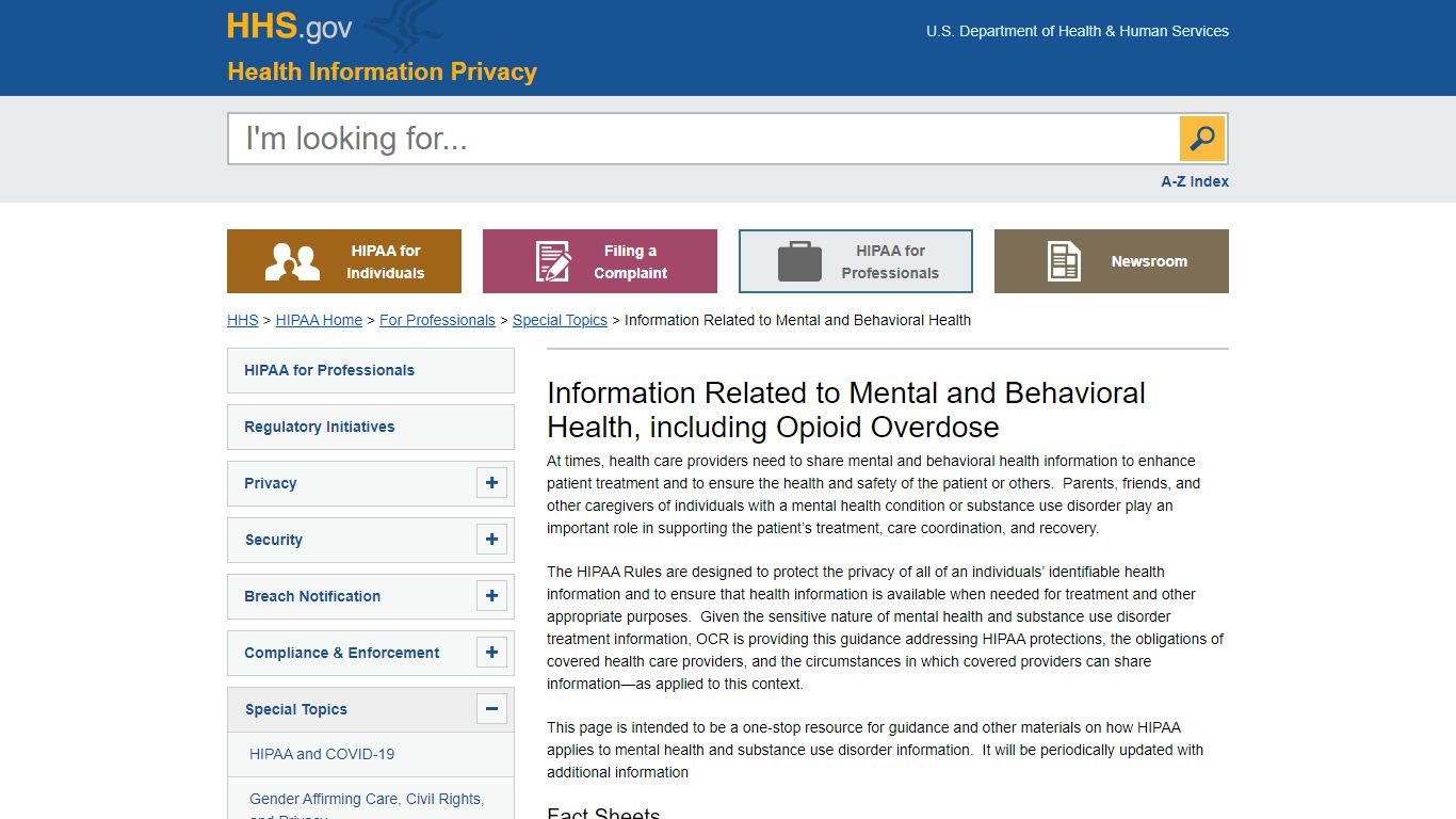 Information Related to Mental and Behavioral Health | HHS.gov